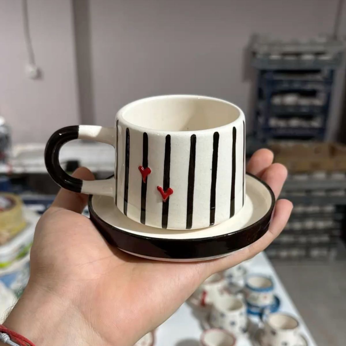 Black and white with decorative lines mug